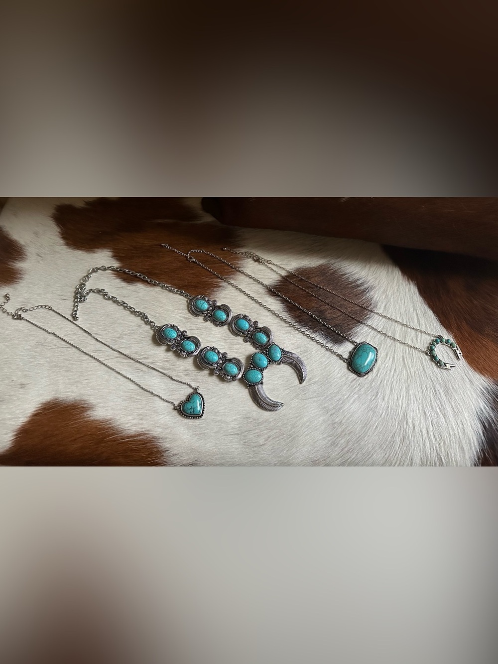 Western Turquoise Stone faux necklaces